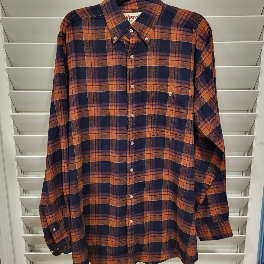 Wrangler Mens Button Up Flannel Large Tall